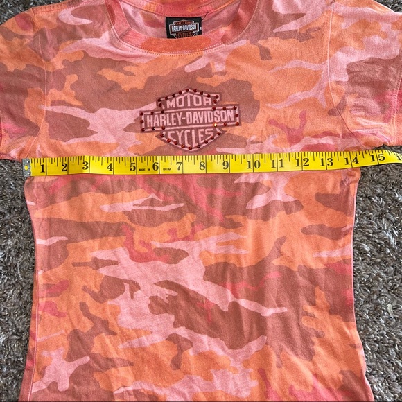Harley Davidson Orange Camouflage Tshirt - Picture 3 of 8